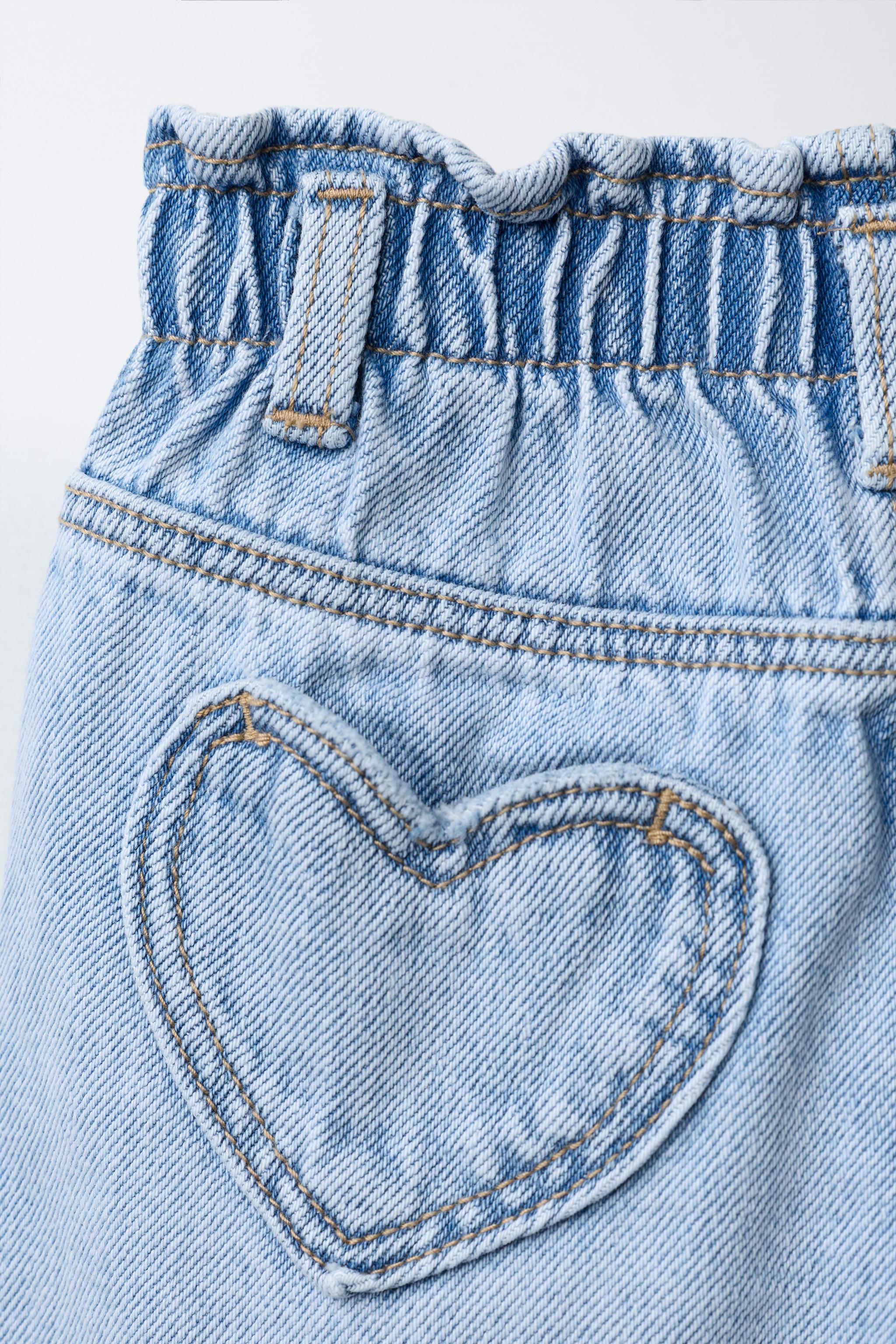 JEANS BAGGY PAPERBAG POCHES COEUR